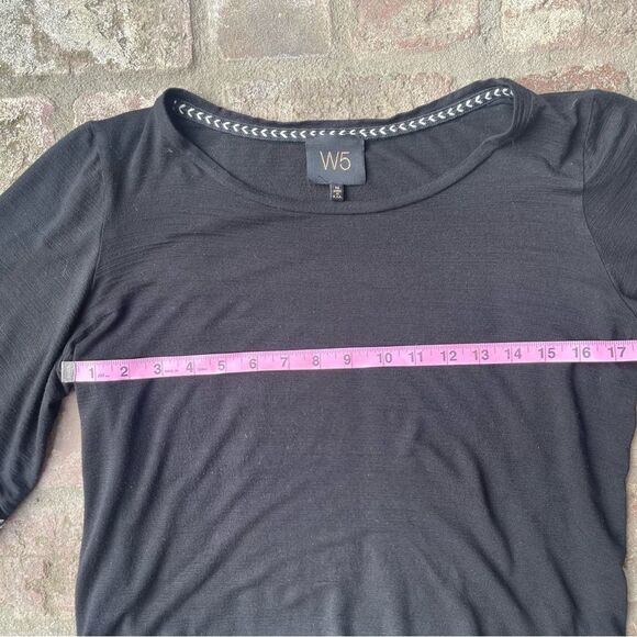 Anthropologie W5 Bell Sleeve Knit Black Top Size M Bohemian Loose Casual - Picture 7 of 8